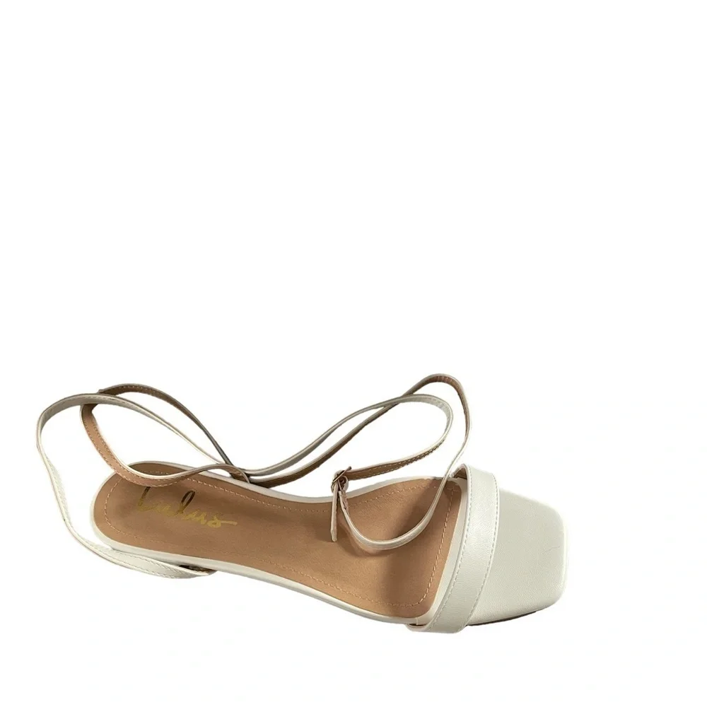 Women’s Lulus Esaly White Ankle Wrap Sandals  Size 8 1/2